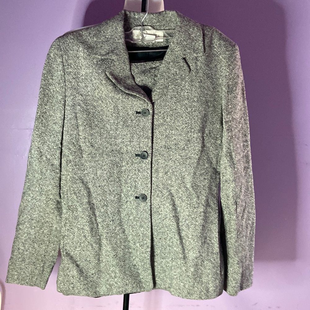 Jones New York Women's Black White Tweed 2 Piece Suit Blazer & Skirt Set